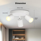 Ceiling light fixture with dimensions labeled on a blurred background